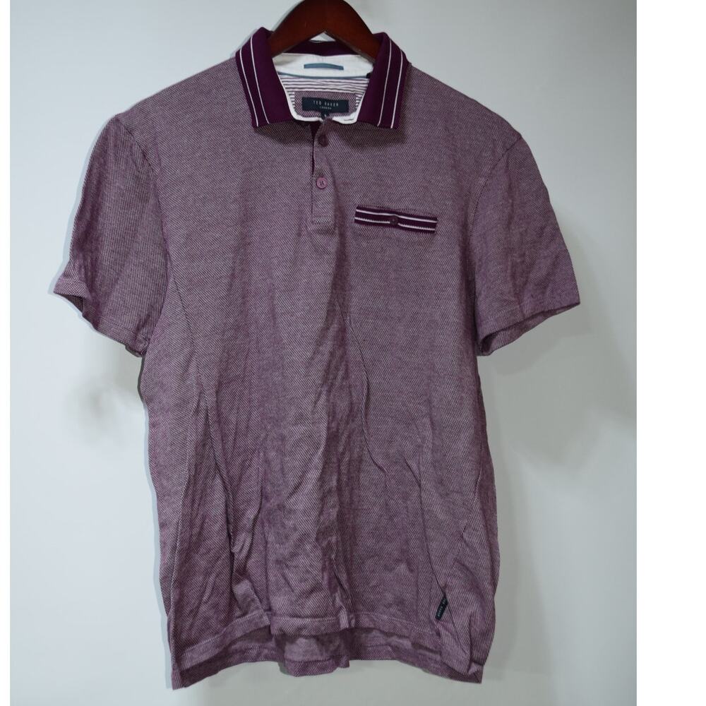 Ted Baker Purple Textured Polo Shirt Mens Size 4